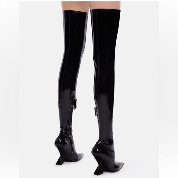 NEW The Attico Cheope Patent Leather Stretch Thigh Boots Size 5.5 - Picture 2 of 13